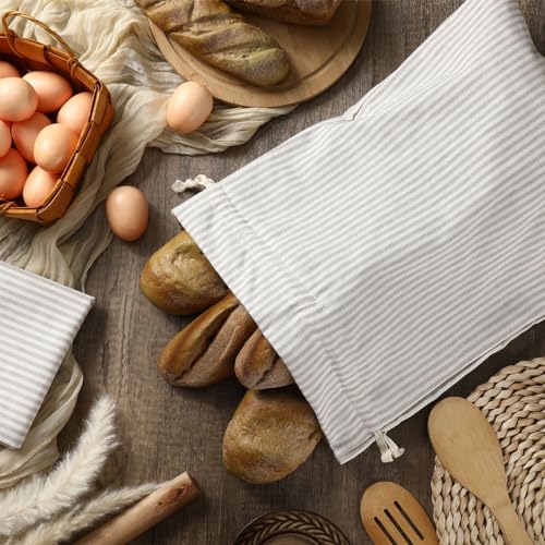 2 Pcs Linen Bread Bags Homemade 13x17 Inches (Retro Style)