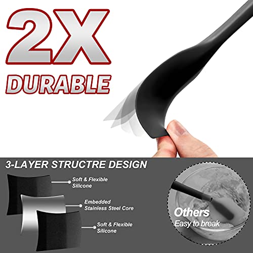 Heat Resistant Silicone Spatula Set of 8 (Essential Spatula Set / 8 Pcs Spatulas (Black))