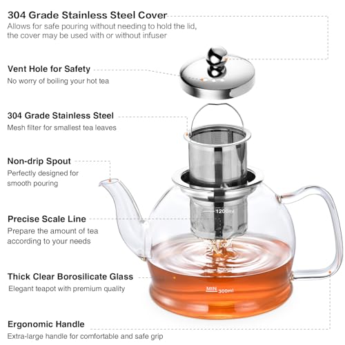 STNTUS Glass Teapot (1200ml/40oz)