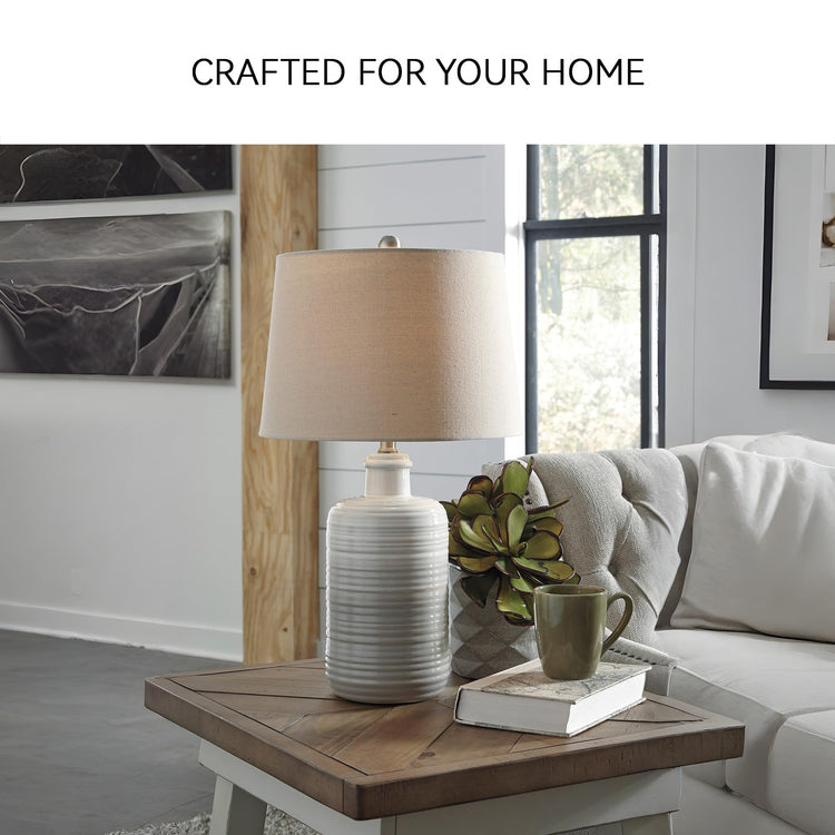25 in Ceramic Table Lamp Set of 2 (Taupe)