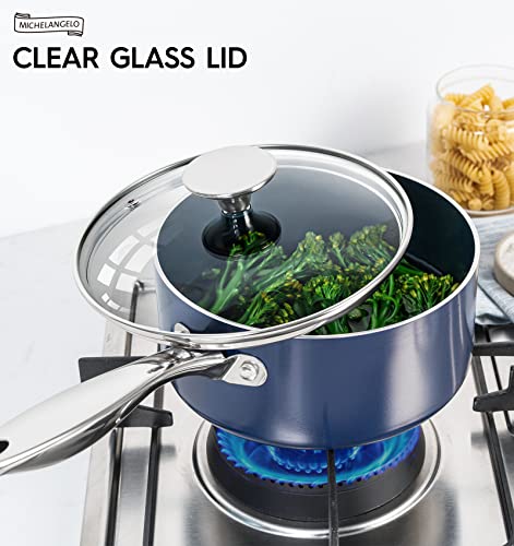 2 Quart Saucepan with Lid (Blue / 2 Quarts)