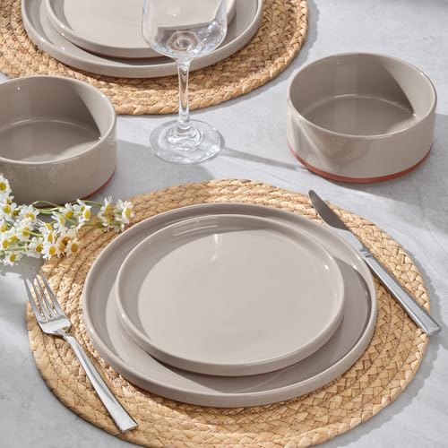 Stoneware Dinnerware Set Service for 4 (Terra Brown)