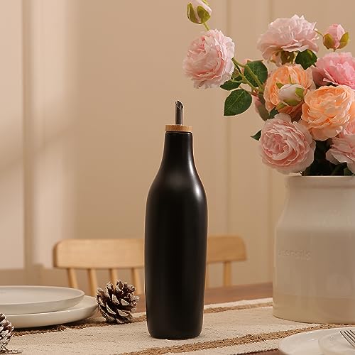 Ceramic Olive Oil Dispenser for Kitchen (Black)