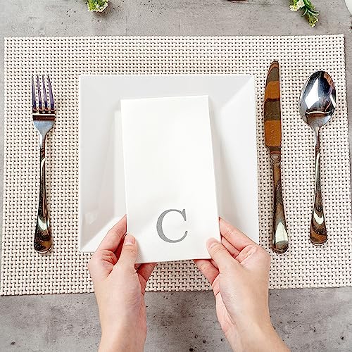 Silver Letter C Linen (Silver / 50 Count / C)