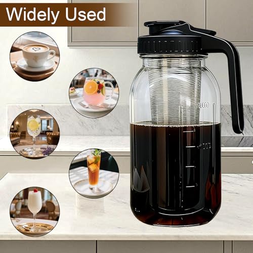 Cold Brew Coffee Maker (Black with Filter & Mat 64oz)