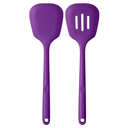 Silicone Turner Spatula Set of 2 (Purple / 13.6 in)