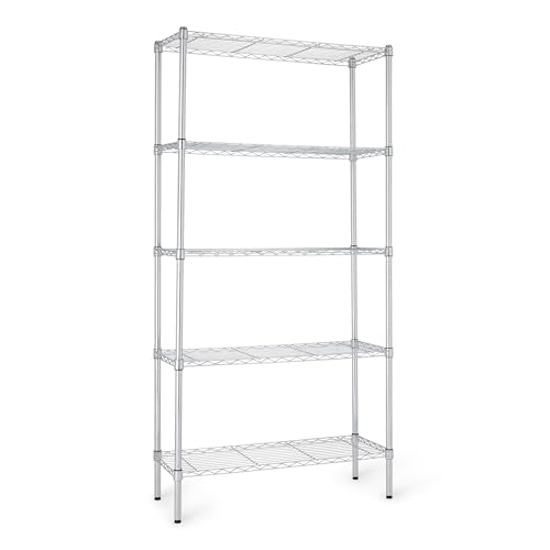 5 Shelf Adjustable Heavy Duty Steel Wire Rack (5 -Shelf / 36" L x 14" W x 72" H / Chrome)