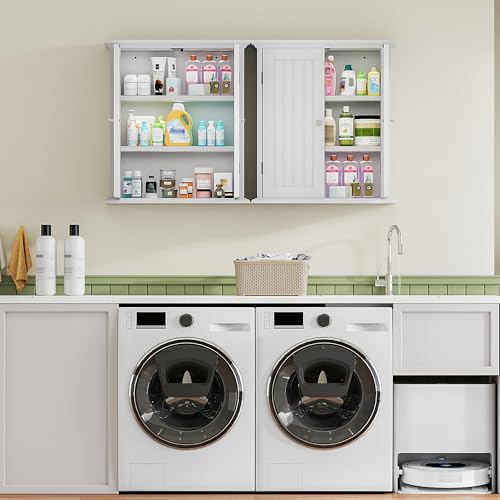 Bathroom Wall Cabinet Set of 2 (White / 8.8"D x 21.1"W x 24"H (2 pack))