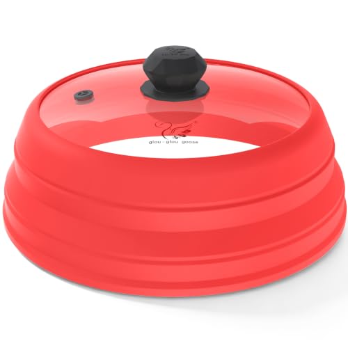 Silicone Microwave Splatter Cover Collapsible for Food Plate Bowl 10.8 inch (red / 10.8 inch)