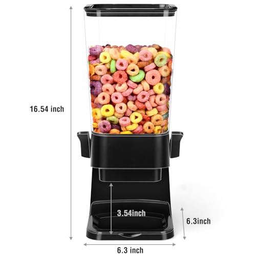Cereal Dispenser Countertop with 2 Pack Bowls and Spoons 5.5 Qt (5.5Qt & Black & 1pack)