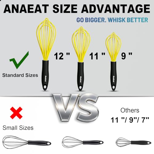 Silicone Whisk (9+11+12 inch / 3 Pcs Yellow)