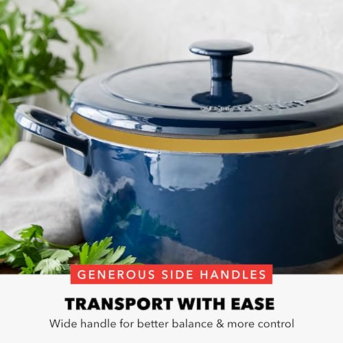 x Bobby Flay 5.5QT Enameled Cast Iron Dutch Oven With Lid (5.5QT Dutch Oven / Cobalt Blue)
