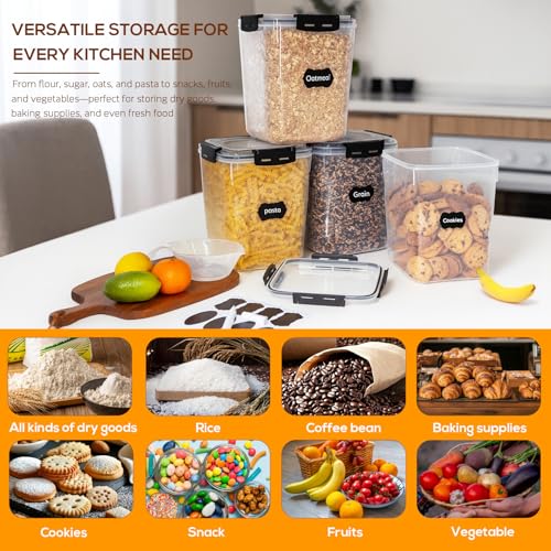 4 Pack 5.3L Thick Flour Sugar Storage Containers for Pantry