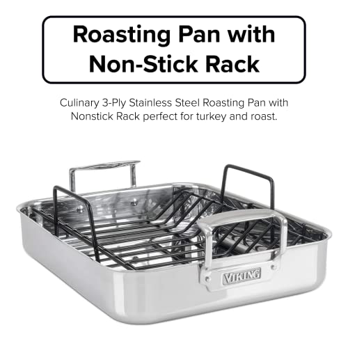 3 Ply Stainless Steel Roasting Pan with Non Stick Rack (Stainless Roaster Pan with Rack)