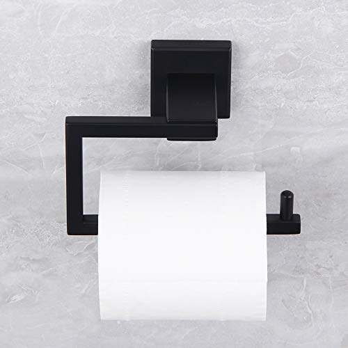 Matte Black Toilet Paper Holder SUS 304 Stainless Steel Wall Mounted Toilet Tissue Roll Holder for Bathroom (Black)