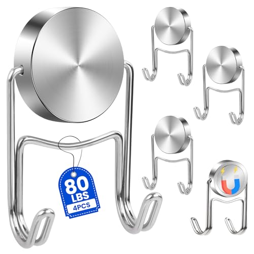Magnetic Hooks for Cruise Cabins 80Lbs+ Heavy Duty Magnet Hook (Silver / 1.26in×2.36in-2)