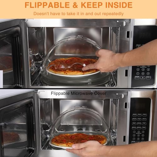 Flippable Microwave Splatter Cover for Food (10.5" W x 10.5" D x 5.9" H)