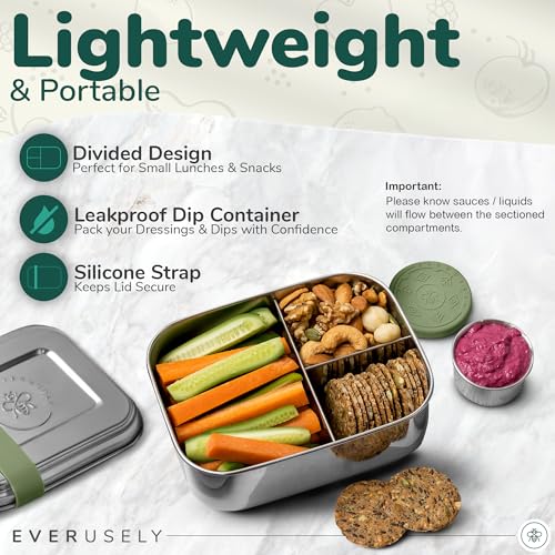 Stainless Steel Bento Box + Condiment Container (Sage / 27oz / 800ml)