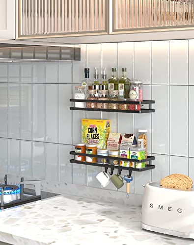 Spice Rack Organizer Wall Mount (Simple black)
