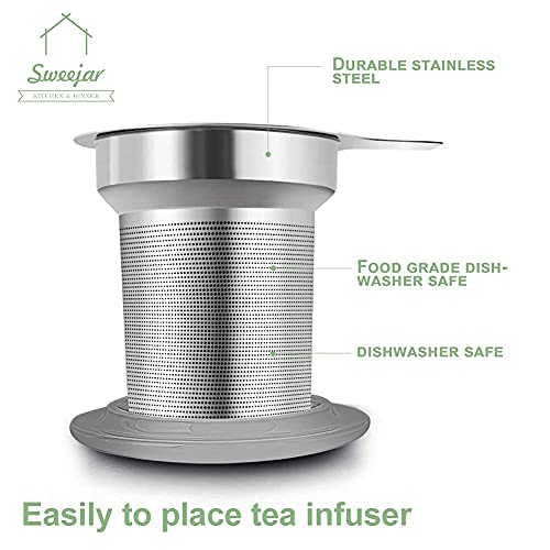 Sweejar Porcelain Tea Infuser Mug with Lid (Gradient Purple / Tea Cup(16 Fl Oz))