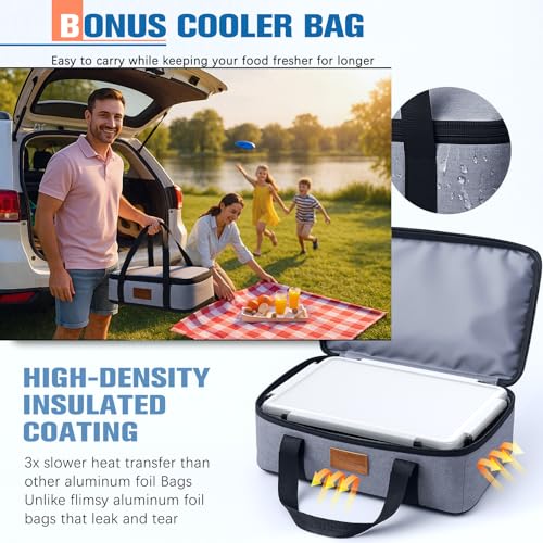 Chilled Portable Snackle Box Container Beach Essentials Insulated Bag Keep Food Warm (White)