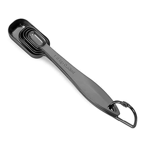 6-Piece 18/8 Stainless Steel Measuring Spoons Set, Dark Gray (6 Piece / Dark Gray)