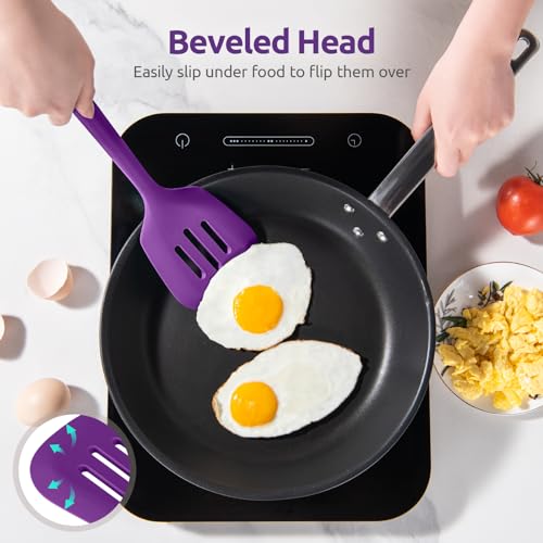 Silicone Turner Spatula Set of 2 (Purple / 13.6 in)