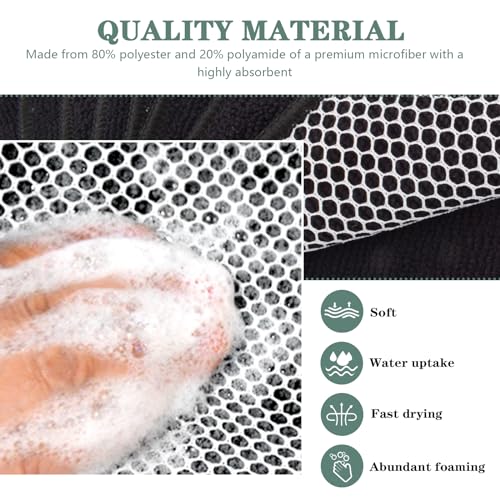 Dish Cloth for Washing Dishes Kitchen Washcloth Cleaning Cloth (Black / 7.87inchx7.87inch 10pack)