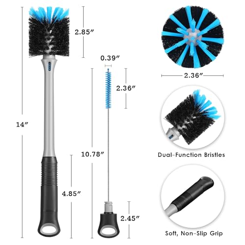 2-in-1 Bottle Brush and Straw Cleaner Brush, Black, 1 Pack (Black / 1 Count (Pack of 1))