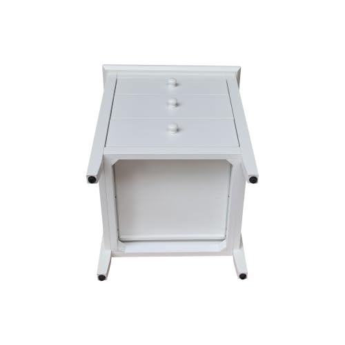 International Concepts Solid Wood Bedroom Nightstand with 3 Drawers in White (White)