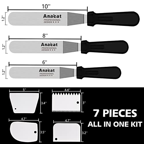 Icing Spatula (6"+8"+10" Blades & Scraper (Set of 7))