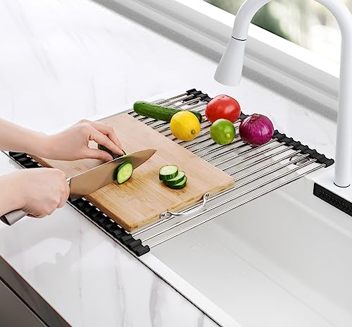 Roll Up Dish Drying Rack Over Sink (Black / 17.7 x 15.5 in)