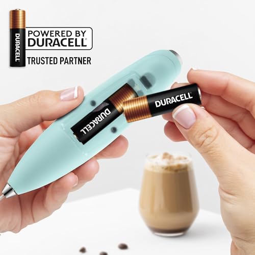 Powerful Milk Frother Wand With Duracell Batteries (44 - Fresh Mint / Triple Whisk + Batteries)