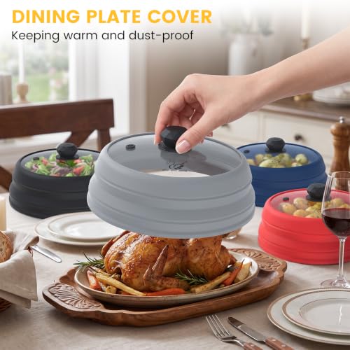 Silicone Microwave Splatter Cover Collapsible for Food Plate Bowl 10.8 inch (black / 10.8 inch)