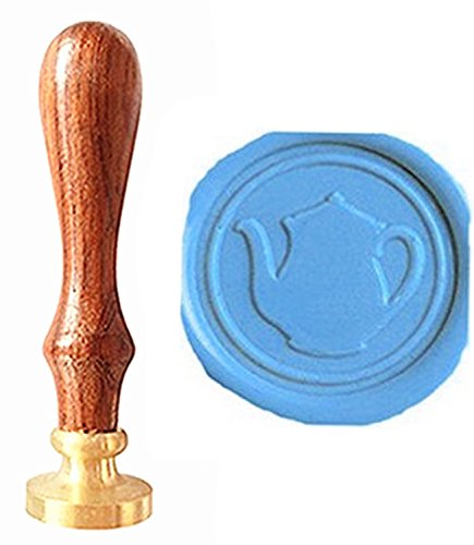 Vintage Kettle Teapot Gift Cards Sealing Art Wax Seal Stamp Rosewood Handle Decorative Wedding Invitations Gift Cards Paper Stationary Envelope Custom Logo Picture Wax Seal Sealing Stamp Set (Stamp Only)