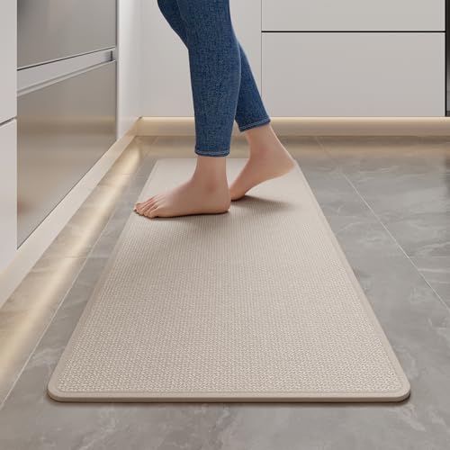 Kitchen Rugs Kitchen Mats for Floor Non Slip Washable Beige 17"x47" (A- Beige / 17"x47")