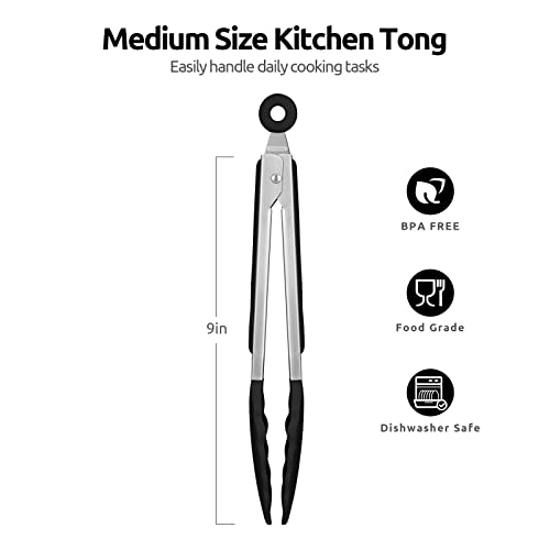 Kitchen Tong for Cooking (Black / 9 inch)