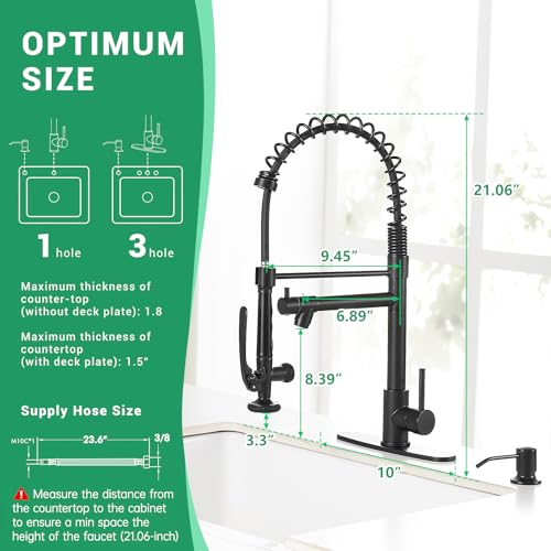 Commercial Pull Down Kitchen Sink Faucet with Sprayer Matte Black (Matte Black)