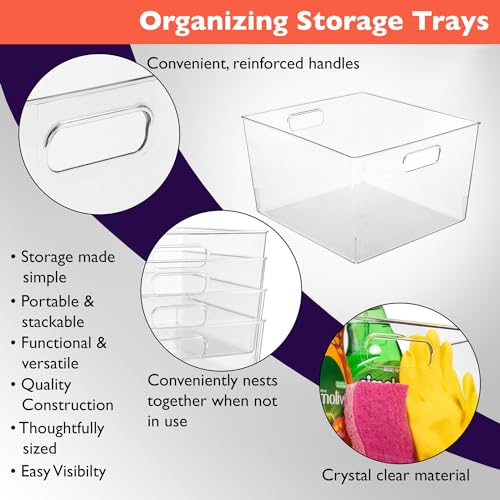 Clear Plastic Storage Bins for Kitchen (8 Pack)