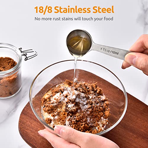 18 8 Stainless Steel Measuring Spoons Set of 8 (4.9in)