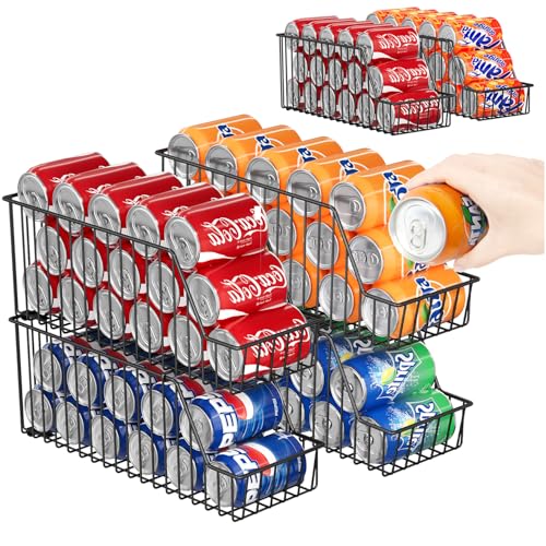 4 Tier Stackable Can Rack Organizer for Kitchen Pantry (4 Pack - 4-Tier / Back)