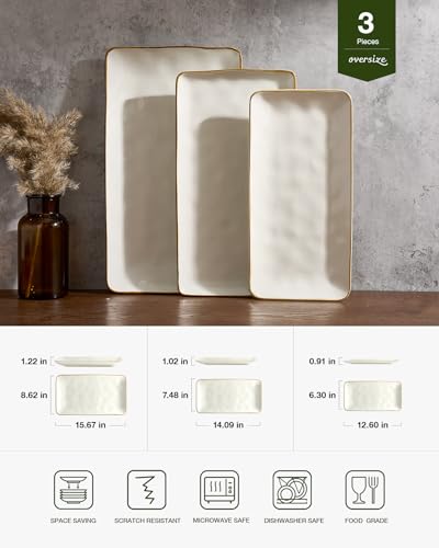 Serving Platters Set of 3 Sizes (Vanilla White)