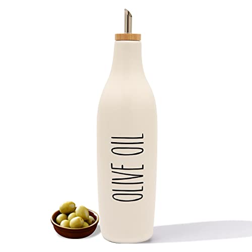 Ceramic Olive Oil Dispenser for Kitchen (White-Oil)