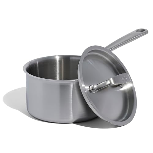 Cookware 2 Quart Stainless Steel Saucepan with Lid (2 QT)