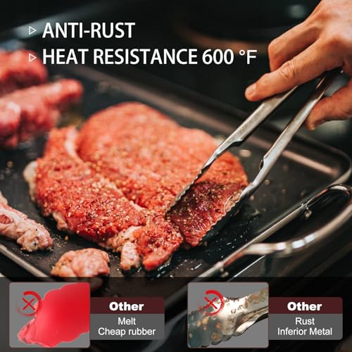 Metal Tongs For Cooking Up To 600°F Kitchen Tongs 3PCS (7+9+12 inch / All Metal 3Pcs)