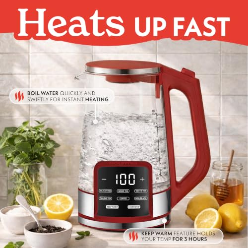 Electric Glass Kettle (Red)
