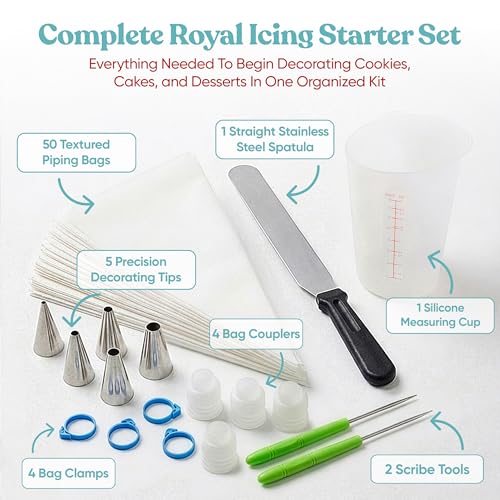 Royal Icing Tools Set 67 Pc Cookie Decorating Kit with Piping Bags