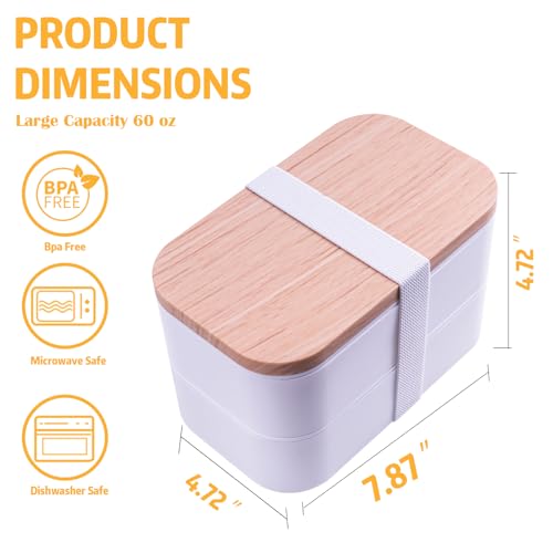 Bento Box with Lunch Bag Microwavable All (White)