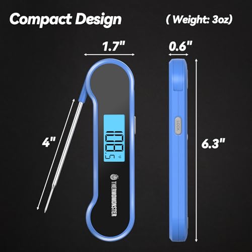0.5 Sec Instant Read Meat Thermometer Digital for Cooking (Blue)