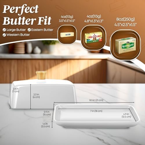 Extra Large Ceramic Butter Dish with Lid (White / Extra Large)